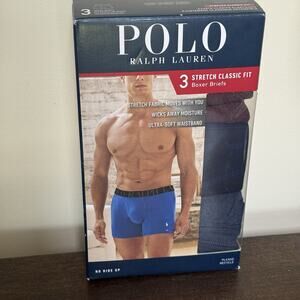 NIB Polo Ralph Lauren 3 Stretch Classic Fit Boxer Briefs Mens L 36 38 Breathable